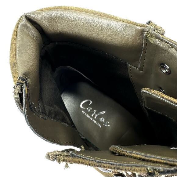 Carlos Santana Ardent Green Ankle Boot Sz 10 Faux Leather Block Heel Zip Closure - Picture 5 of 15